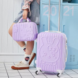 克拉恋人万向轮拉杆箱女行李箱子男 旅行箱密码箱包学生登机皮箱包撞色 竖条兔紫色（子母箱） 20英寸