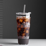 圆舍耐热玻璃杯带吸管水杯大人超大容量咖啡杯成人喝水杯子女生奶茶杯 都市吸管杯【900ml】-带吸管礼包