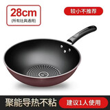 炒锅不粘锅晶钻平底炒锅无油烟家用炒菜锅电磁炉煤气灶通用锅具 28CM无盖适合1人使用【轻薄款】 砖石炒锅