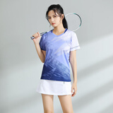圣希奴（SAINTSYNO）2026新款羽毛球服运动套装女定制夏季速干比赛训练排球服装男定制 7501B女紫色上衣+301白裙裤 M 【下装可更换颜色】
