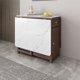 兰尼森 北欧简约小户型可折叠餐桌椅组合 现代家用多功能可伸缩吃饭桌子 【胡桃色】1.5米岩板餐桌