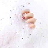 京弗 星空网纱星星纱蕾丝网纱布料拍照道具头纱亮片布网红美甲背景布 白色金星(1米x1.5米 多件连一起