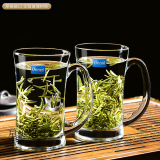 Ocean 进口玻璃茶杯耐热带把泡茶杯家用待客水杯加厚大容量喝绿茶杯 能量把杯330ml【两只】