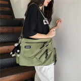 酷咖单肩包男士男包斜挎包潮流日系原宿风挎包女学生休闲运动小挎包 绿色(带猩猩挂件)