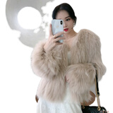 AJLAJK皮草外套女狐狸毛年轻款加厚2022新款仿貉子毛编织皮草外套女短款 奶茶色 M