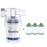 BidetKing洗衣机净水过滤器家用全自动滤水器前置去水垢水龙头活性炭 六分螺纹款+高效除垢芯3根