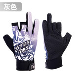TAB钓鱼秋冬款手套登山防水防滑露五指路亚垂钓海钓手套防晒透气速干 升级款漏三指（灰色）