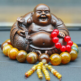 悦吉祥弥勒佛汽车摆件车内饰品佛像车上保平安车载车饰佛系汽车用品大全 圆弥勒佛【檀木色】+龙纹石