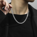 奥斯坦汀古巴项链男高级感痞帅潮流钛钢锁骨素链生日情人节礼物送男友老公 古巴项链-粗约8MM 链长60CM(大概锁骨下方位置)