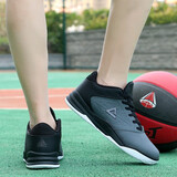 匹克篮球鞋男鞋秋季新款透气皮面运动鞋低帮轻便耐磨场地战靴实战球鞋 钢灰/黑色 40