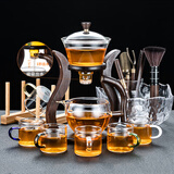玻璃自动茶具套装家用懒人全自动磁吸泡茶器现代简约创意日式功夫茶具 玻璃（邀月）自动-6色/把+合金/茶道+茶洗+杯架