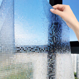 希偌窗户玻璃贴纸透光不透明卫生间防偷窥微透装饰膜阳台磨砂玻璃贴膜 方形格/普通彩虹膜/半透明 60cm*200cm