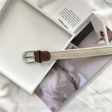 宸劲佰帆布女生腰带皮带女简约百韩国搭配裙子牛仔裤用松紧腰带女 米色(长度100CM)