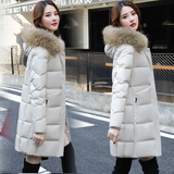 俏婷朵羽绒服女2024中长款女士外套冬季大毛领白鸭绒时尚女式冬装派克服 F1999米白色（貉子毛领） XL（125斤-140斤）