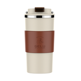格律（GELU） 咖啡杯便携保温杯不锈钢提手杯喷陶内胆水杯随手杯办公室杯子 米白色-350ml