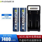 德力普（Delipow）18650锂电池 大容量3.7v充电锂电池适用于强光手电筒/头灯/航模 平头7400mWh【双槽充+2节电池】