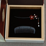 梦君宸黑檀木手工玉簪汉服岫玉古风玉兰花流苏步摇发簪生日情人节礼物 红玛瑙+木盒包装