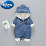 迪士尼（Disney）2025年新生婴儿冬款衣服加绒夹棉宝宝连体衣外出加厚棉衣爬服冬季 BB-反光小熊  蓝色 冬装 73cm 73码(11-16斤左右)