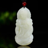 玉菲雅真玉观音吊坠男士玉观音菩萨玉坠女玉石挂件项链青白玉吊坠玉器牌 莲花观音