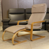 木轮 佩洛休闲椅 网红卧室懒人单人阳台摇摇椅躺椅沙发椅阅读小型实木 奶咖色 佩洛休闲椅+纽约客脚蹬