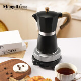 Mongdio摩卡壶套装单阀手冲咖啡壶意式浓缩煮咖啡机 黑色6人份+9号滤纸+电炉 300ml