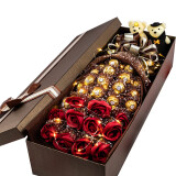 费列罗巧克力花束礼盒装520礼物情人节送男女朋友老婆闺蜜生日礼物 棕色19颗巧克力+11朵香皂花