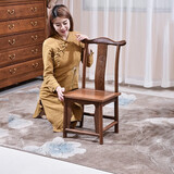 寻古红木家具非洲鸡翅木（学名：非洲崖豆木）客厅中式实木靠背椅换鞋凳小官帽椅矮凳茶椅 长38*宽35*坐高35(总高80)cm