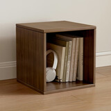 蔓斯菲尔（MSFE）书架落地自由组合格子柜收纳柜柜子储物柜置物架玻璃小书柜展示架 拉丝黑橡木一格30CM 【DIY自由组合搭配】