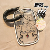 创意卡套校园卡饭卡高颜值公交地铁交通卡工作牌带挂绳高级感男女生情侣卡套身份证门禁银行卡保护套 线条小狗 卡套+弹簧绳+挂饰 透明可爱ins证件卡套钥匙扣