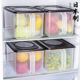 家の物语（KATEI STORY）日本进口大容量冰箱保鲜盒食品级蔬菜水果鸡蛋收纳盒带盖抽屉收纳 黑色盖 6.3L 单件装