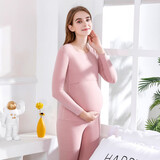 佑孕加绒孕妇秋衣秋裤套装保暖内衣加厚修身怀孕期哺乳秋衣喂奶打底衣 套装-浅粉色 L码（110-130斤左右）