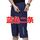 夏季冰丝短裤男宽松大码七分运动裤男士速干休闲中裤男透气沙滩裤 蓝色+蓝色【两条装】 XL  适合130-145斤