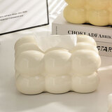 圣铜一师一傅ins现代奶油风纸巾盒摆件客厅陶瓷抽纸盒创意家用茶几桌面装饰品 小号奶油白棉花糖纸巾盒