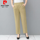 皮尔卡丹（pierre cardin）2025春夏新款纯棉长裤高腰直筒弹力中年老年女裤松紧腰运动休闲裤 卡其色 3XL :建议125-138斤