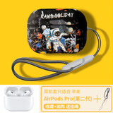 京苑【精孔-扬声器孔+挂绳孔】适用airpods pro二代保护套airpods pro2苹果耳机套(USB-C)磨砂硅胶软壳 【涂鸦宇航员】+挂绳 苹果AirPods Pro (第二代) 耳机保护套