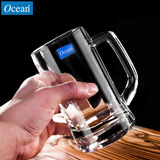 Ocean进口玻璃茶杯耐热泡茶杯带把家用待客水杯加厚大容量绿茶杯 慕尼黑355ml【单支】