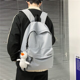 丛林鸟ins风纯色书包男初中韩版大学生背包高中生大容量男款双肩包 蓝色【小鸭子】