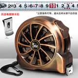 镂空不锈钢卷尺5米3米防水防锈钢鲁班卷尺防锈高精度耐磨盒尺米尺 5米19毫米宽-古铜色 外壳ABS塑料+表面电镀+高耐磨尺带+不锈钢尺簧