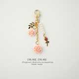 芊阙小资玫瑰花树脂山茶花合金门扣汽车钥匙扣配件u盘挂饰车挂件 浅粉一A589