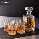 CLITON 玻璃威士忌酒杯 烈酒杯洋酒杯家用玻璃杯4只酒杯+1个酒樽套装
