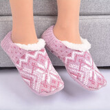 文黎轩居家 室内 袜子 成人 女士 冬季加绒加厚保暖袜套硅胶防滑 地板袜 雪尼尔雪花款-紫粉 均码（35-38）