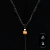 山中玉手工编织吊坠挂绳玉佩项链绳子平安扣简约挂件绳男女脖 黄龙玉 黑色