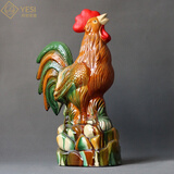 安言 洛阳唐三彩大吉大利风和水大公鸡陶瓷鸡摆件生肖工艺品居饰品摆 大号公鸡 高40cm