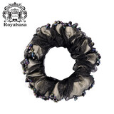 皇家莎莎发饰发圈串珠布艺头花韩国头饰手工花朵发绳盘发马尾头绳 咖色CO