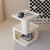 铁知音轻奢沙发边几个性创意几何设计520现代简约边柜设计师创意小角几 奶白色-现货速发