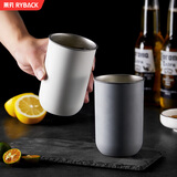 莱贝（RYBACK）304不锈钢水杯家用防摔水杯茶杯牛奶杯咖啡杯啤酒杯饮料冷饮水杯 白色