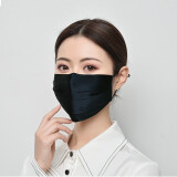 苏丝真丝口罩 双层桑蚕丝防晒防尘防寒  轻薄透气可水洗口罩男女通用 黑色
