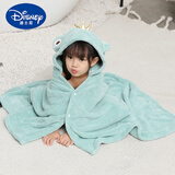 迪士尼（Disney）新生婴儿浴巾儿童带帽比纯棉吸水柔软浴袍洗澡珊瑚绒婴儿披风斗篷 绿色青蛙【70*140】0-6岁