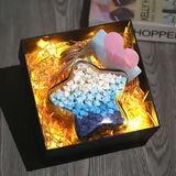 LED灯许愿夜光星星瓶520玻璃瓶手工星星折纸幸运星瓶七夕节礼物 暖色LED+精美礼品盒 小号五星(可装88颗)