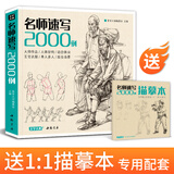 送配套描摹本《名师速写2000例》人物临摹教材书籍零基础线性线描技法简单双人结构工具画照片教程美院校联考
